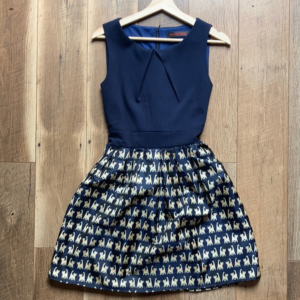 Cute cat print dress